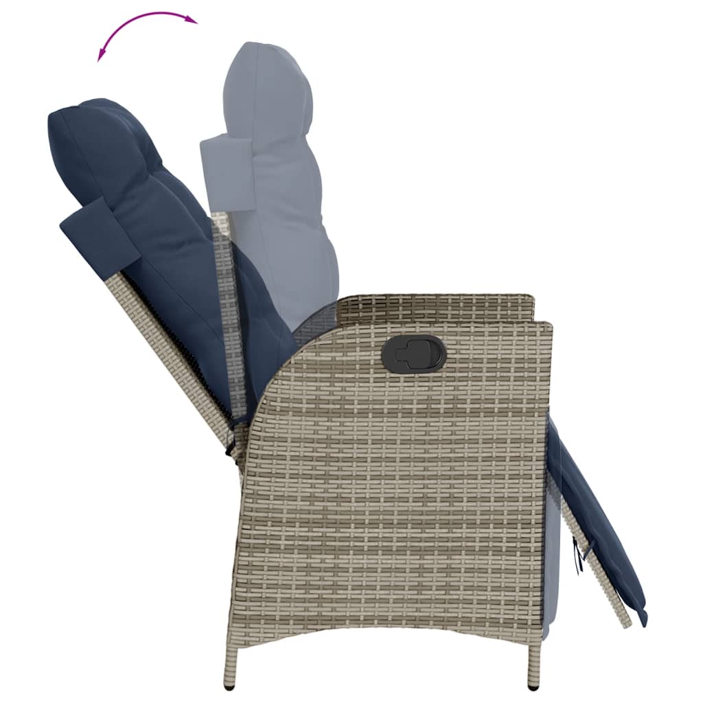 7 Piece Garden Dining Set with Cushions Grey Poly Rattan