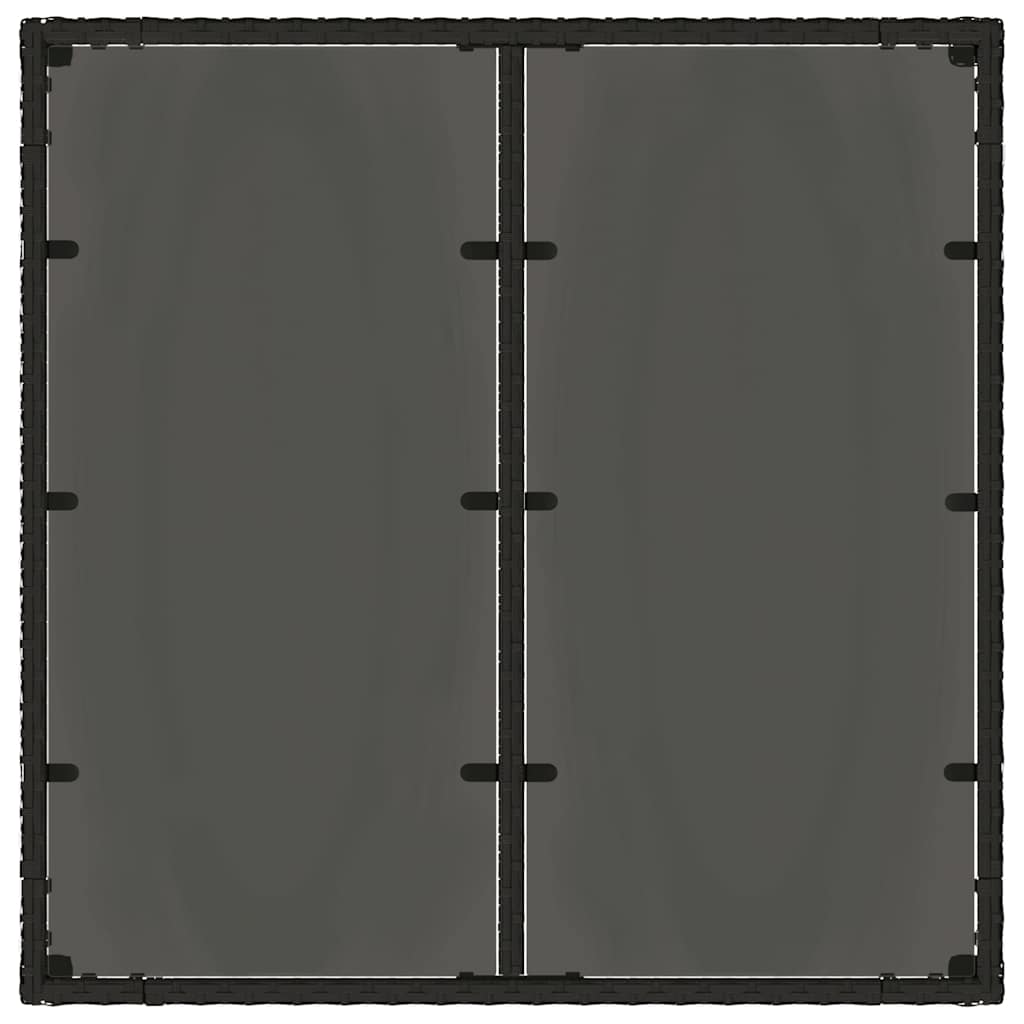 Garden Table with Glass Top Black 90x90x75 cm Poly Rattan