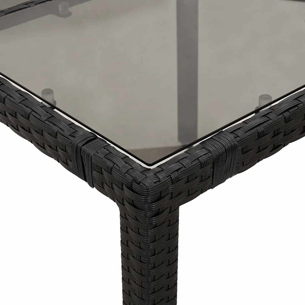 Garden Table | Black | PE Rattan | 90x90 cm | Sturdy | Garden Table