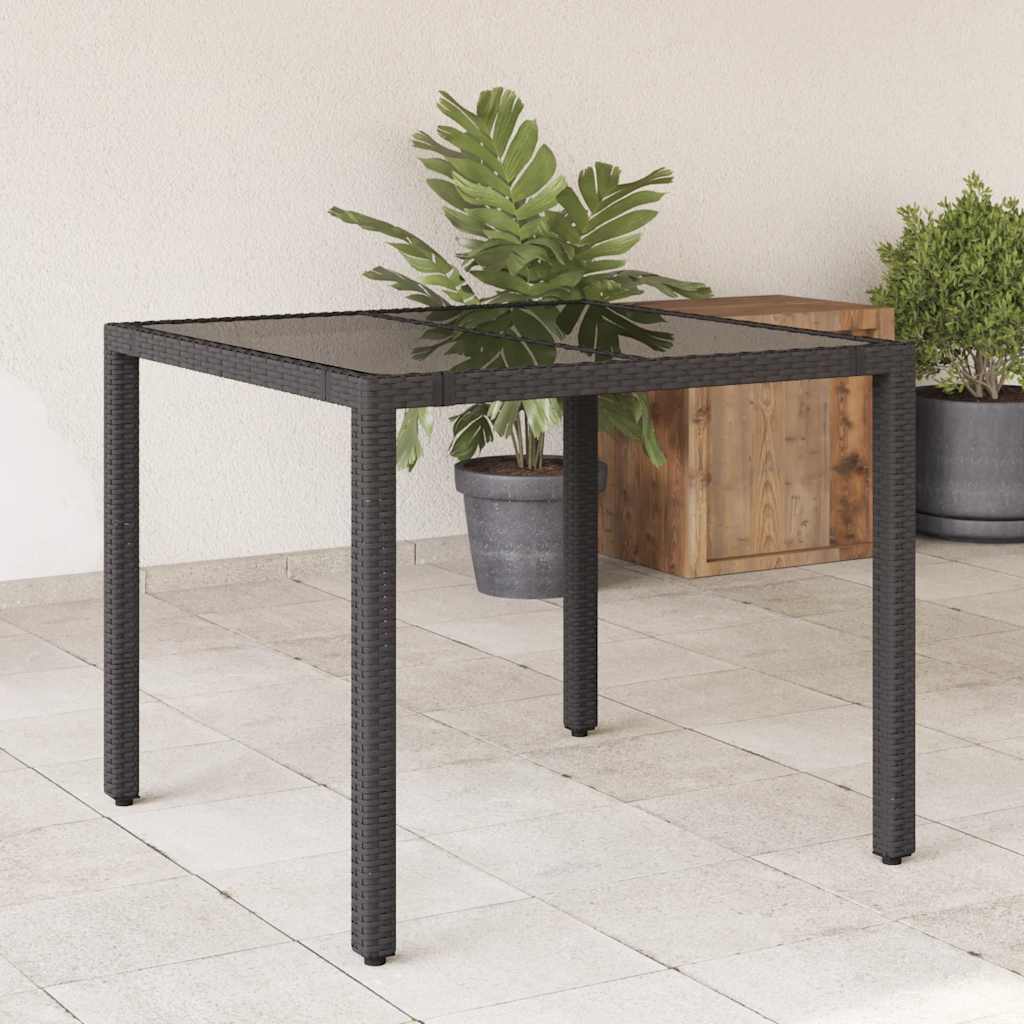 Garden Table | Black | PE Rattan | 90x90 cm | Sturdy | Garden Table
