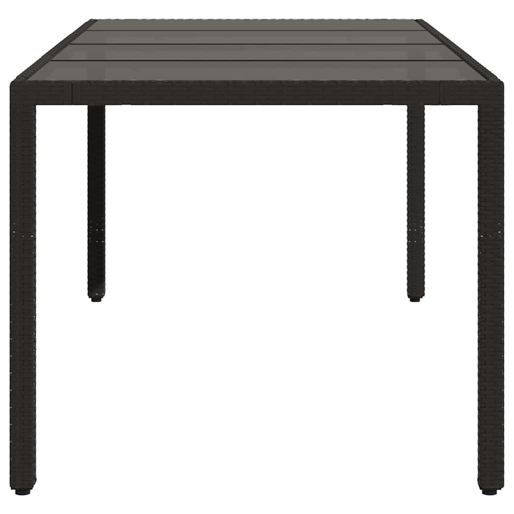 Garden Table | Black | Poly Rattan, Powder-Coated Steel, Tempered Glass