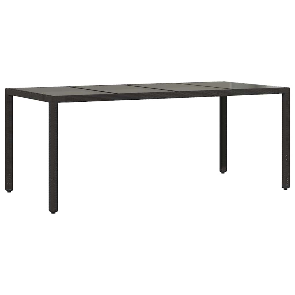Garden Table | Black | Poly Rattan, Powder-Coated Steel, Tempered Glass