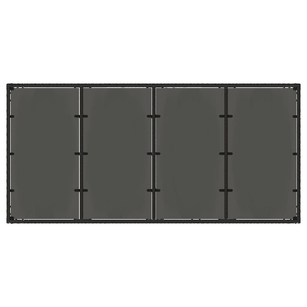 Garden Table | Black | Poly Rattan, Powder-Coated Steel, Tempered Glass