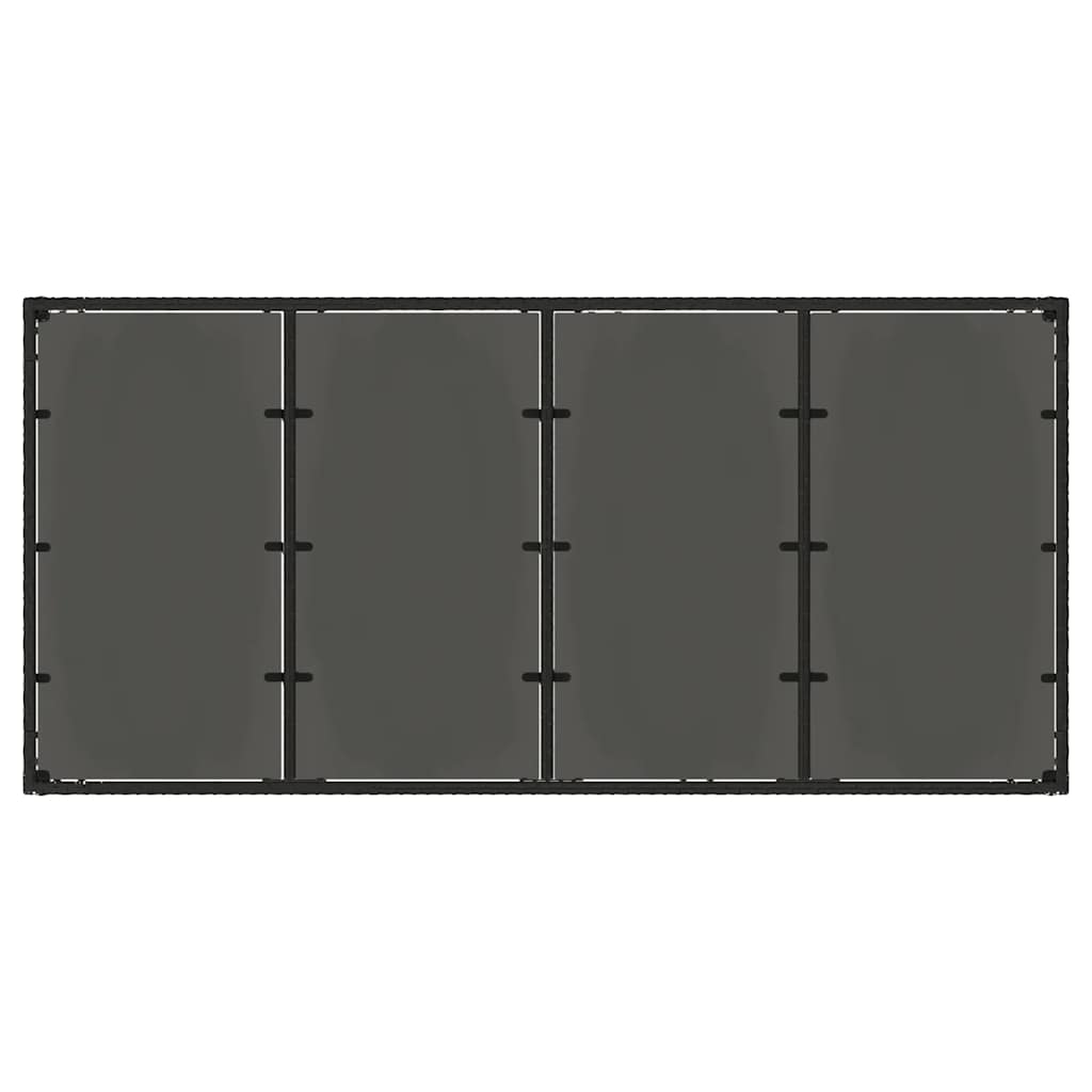 Garden Table with Glass Top Black 190x90x75 cm Poly Rattan