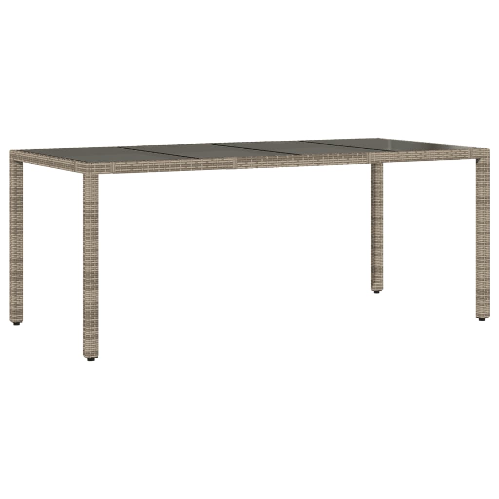 Garden Table | Grey | PE rattan, powder-coated steel, tempered glass