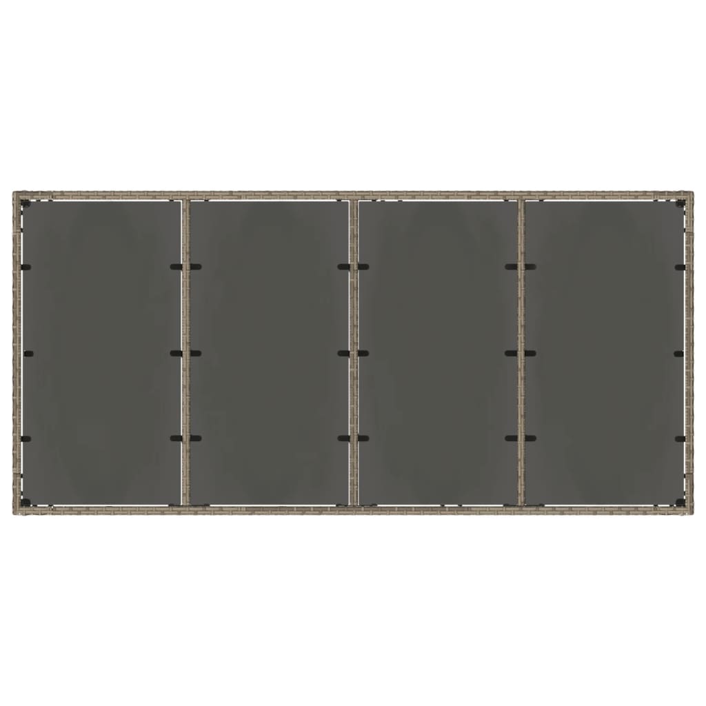 Garden Table | Grey | PE rattan, powder-coated steel, tempered glass