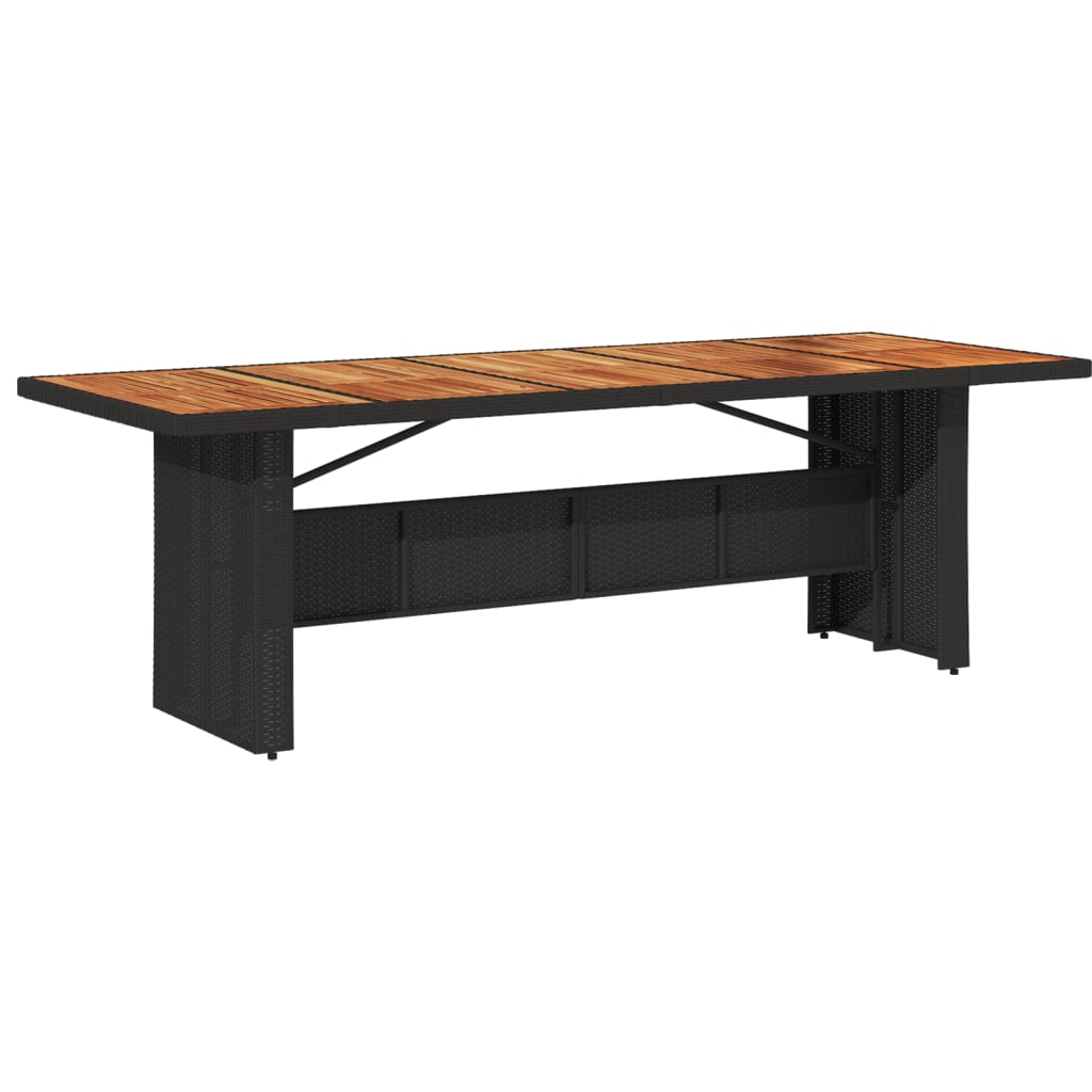 Garden Table with Acacia Wood Top Black 240x90x75cm Poly Rattan