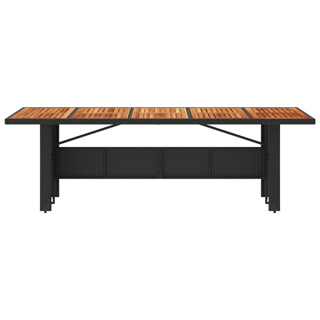 Garden Table with Acacia Wood Top Black 240x90x75cm Poly Rattan