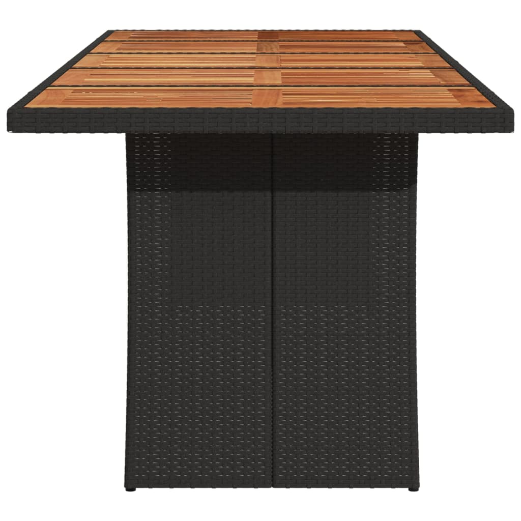 Garden Table with Acacia Wood Top Black 240x90x75cm Poly Rattan