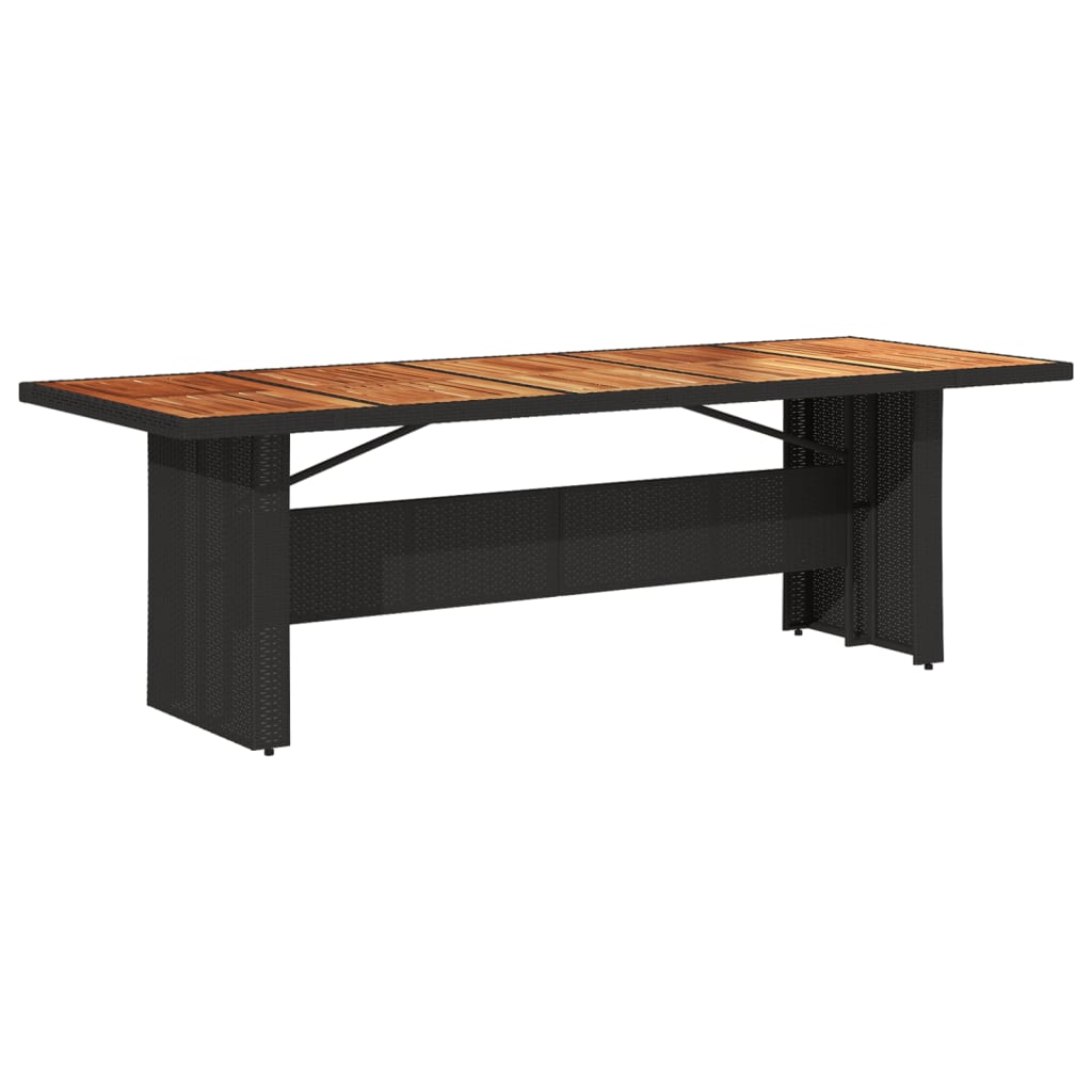 Garden Table with Acacia Wood Top Black 240x90x75cm Poly Rattan