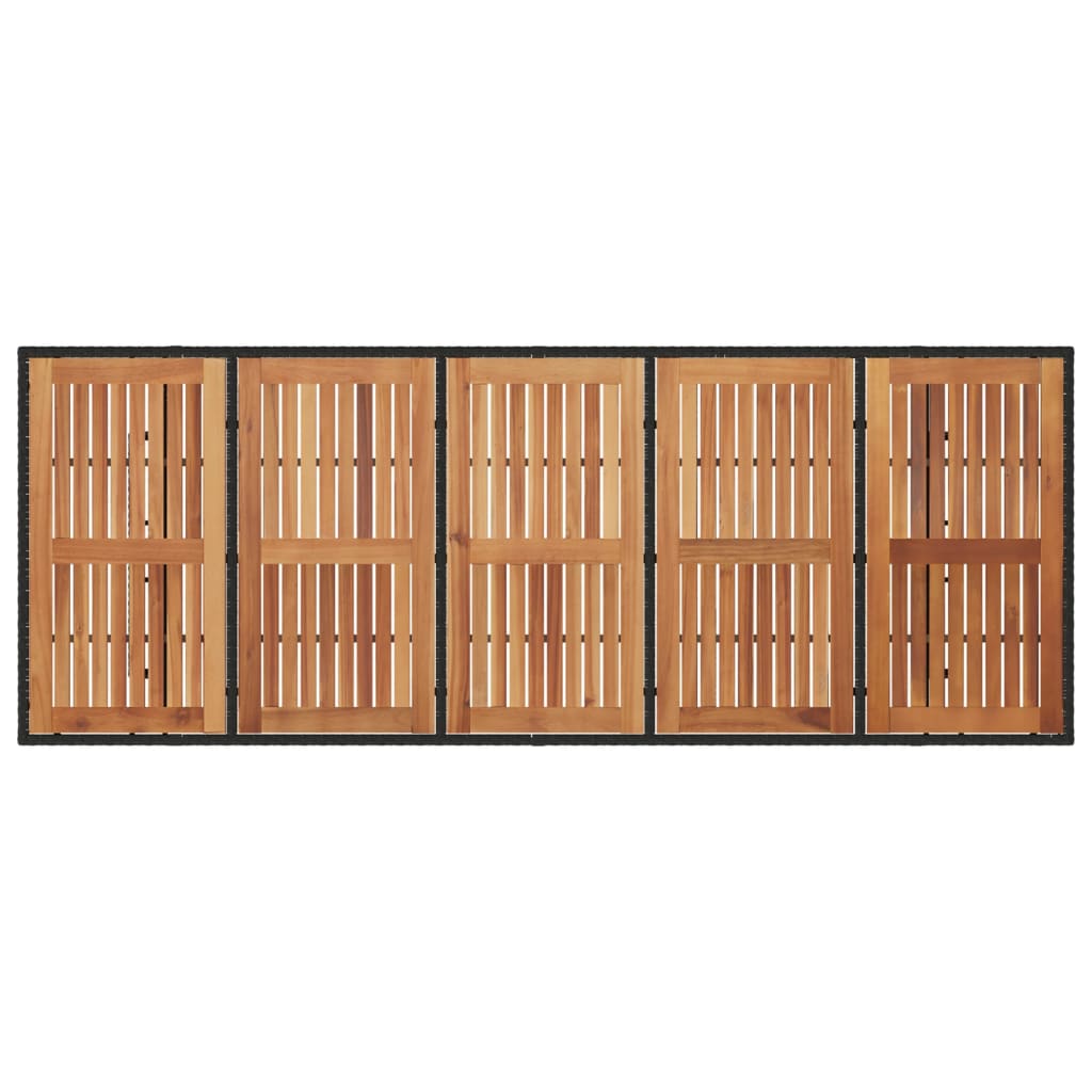 Garden Table with Acacia Wood Top Black 240x90x75cm Poly Rattan