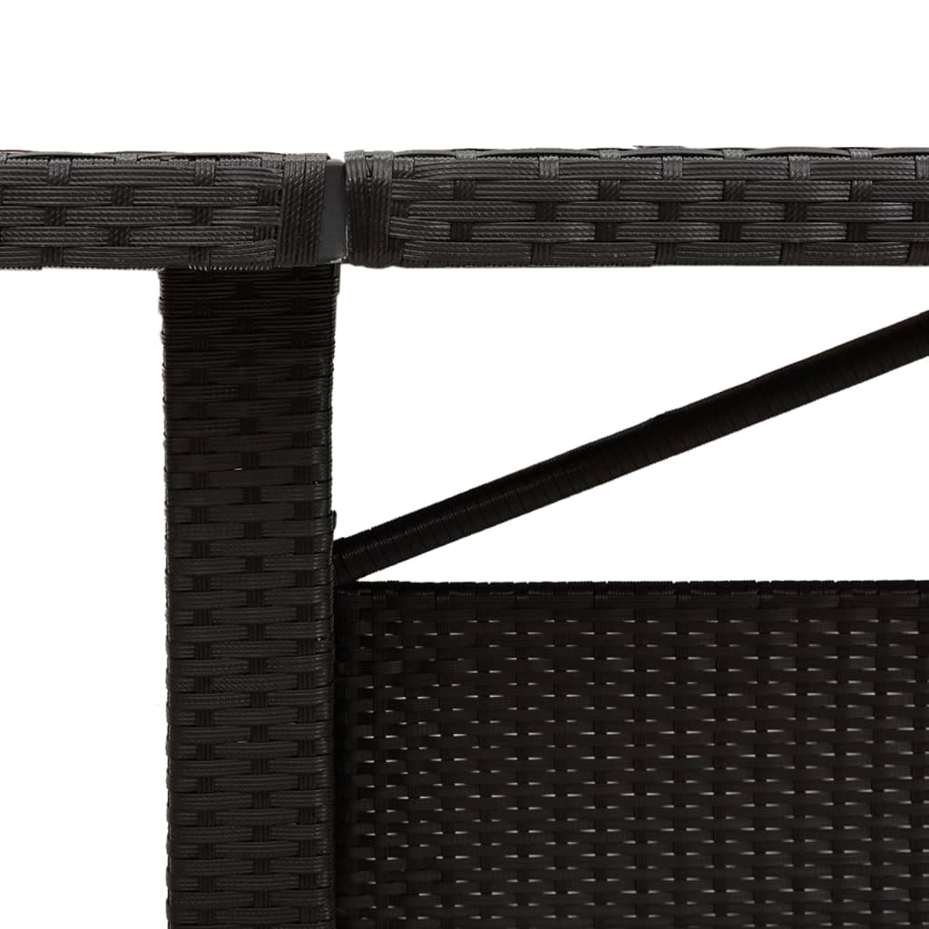 Garden Table with Acacia Wood Top Black 240x90x75cm Poly Rattan