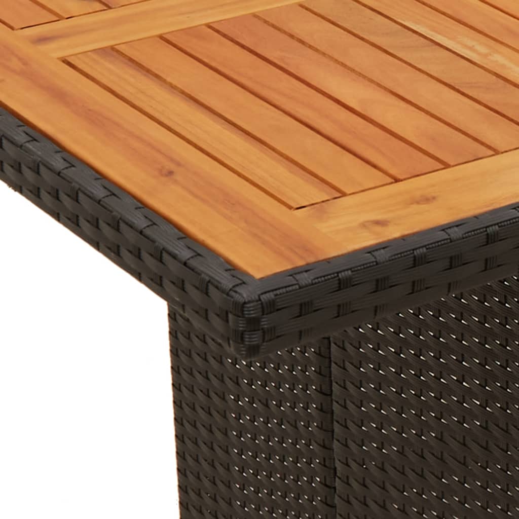 Garden Table with Acacia Wood Top Black 240x90x75cm Poly Rattan