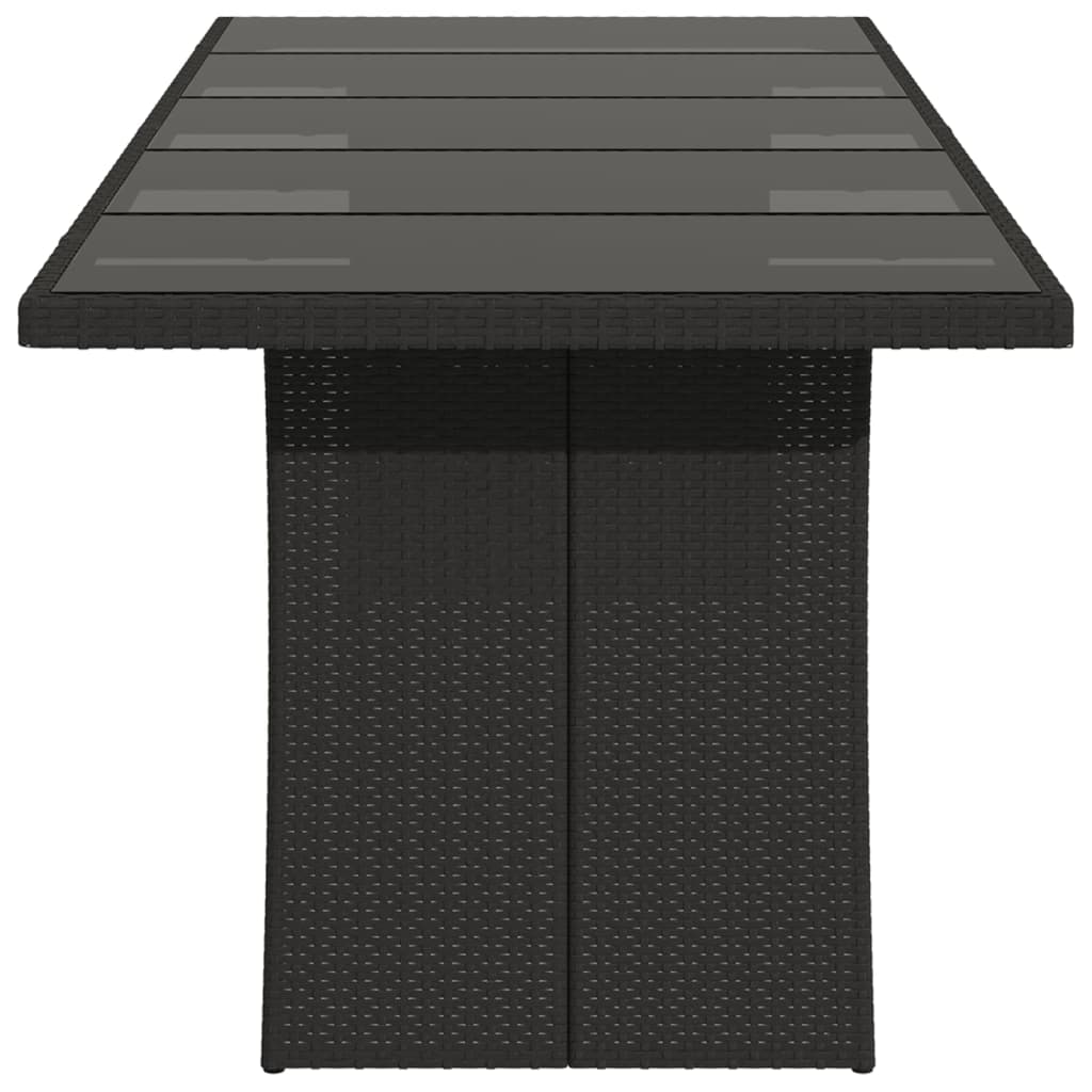 Garden Table | Black | PE rattan, powder-coated steel, tempered glass