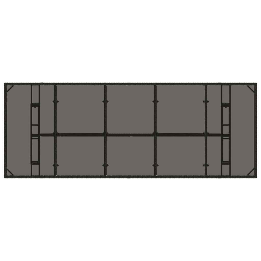 Garden Table | Black | PE rattan, powder-coated steel, tempered glass