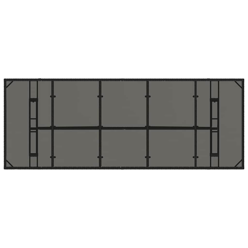 Garden Table with Glass Top Black 240x90x75 cm Poly Rattan