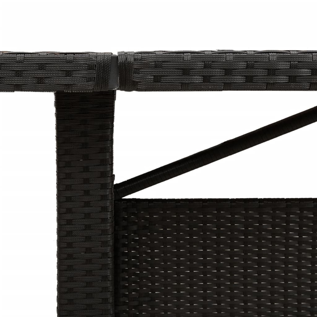 Garden Table | Black | PE rattan, powder-coated steel, tempered glass