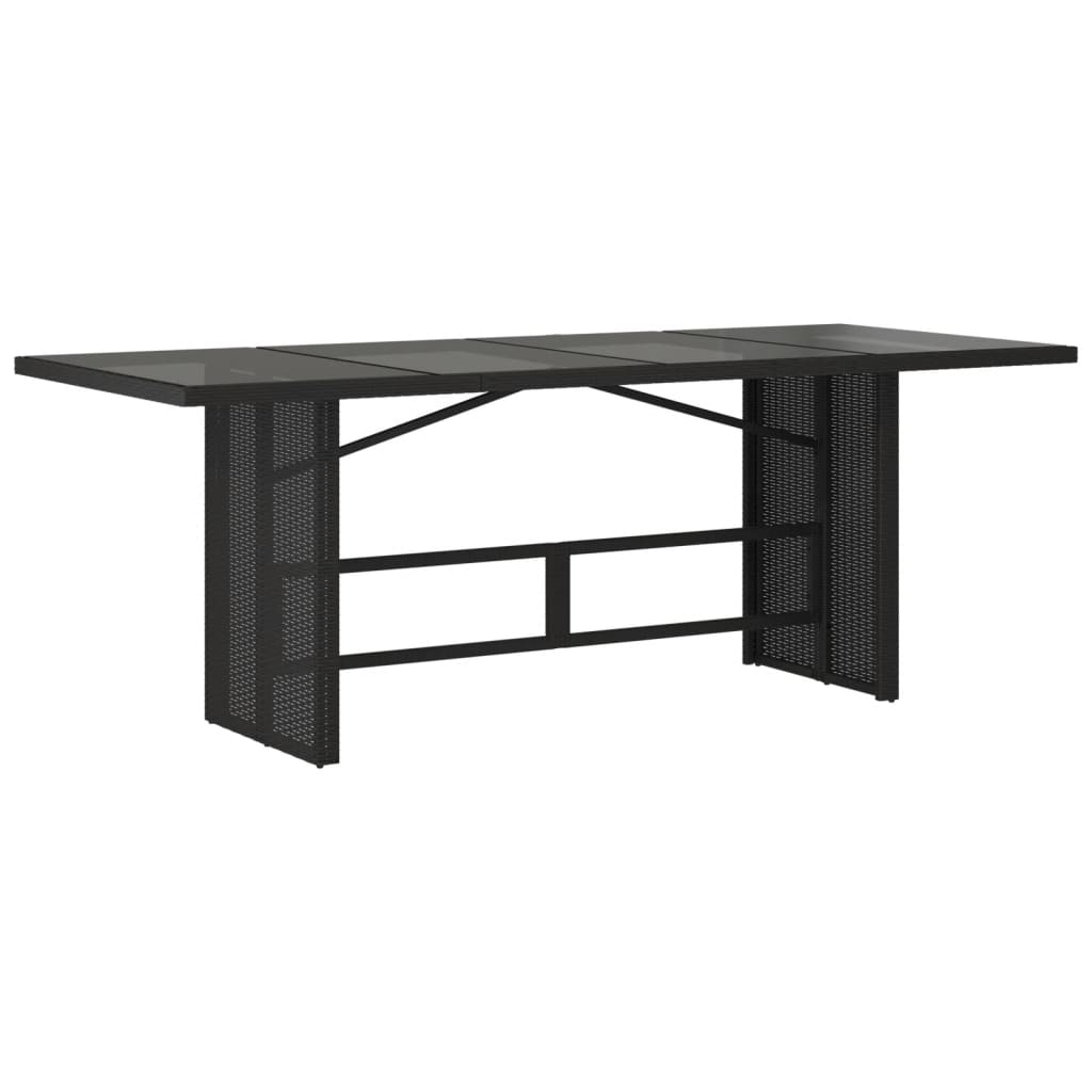 Garden Table | Black | PE rattan, powder-coated steel, tempered glass