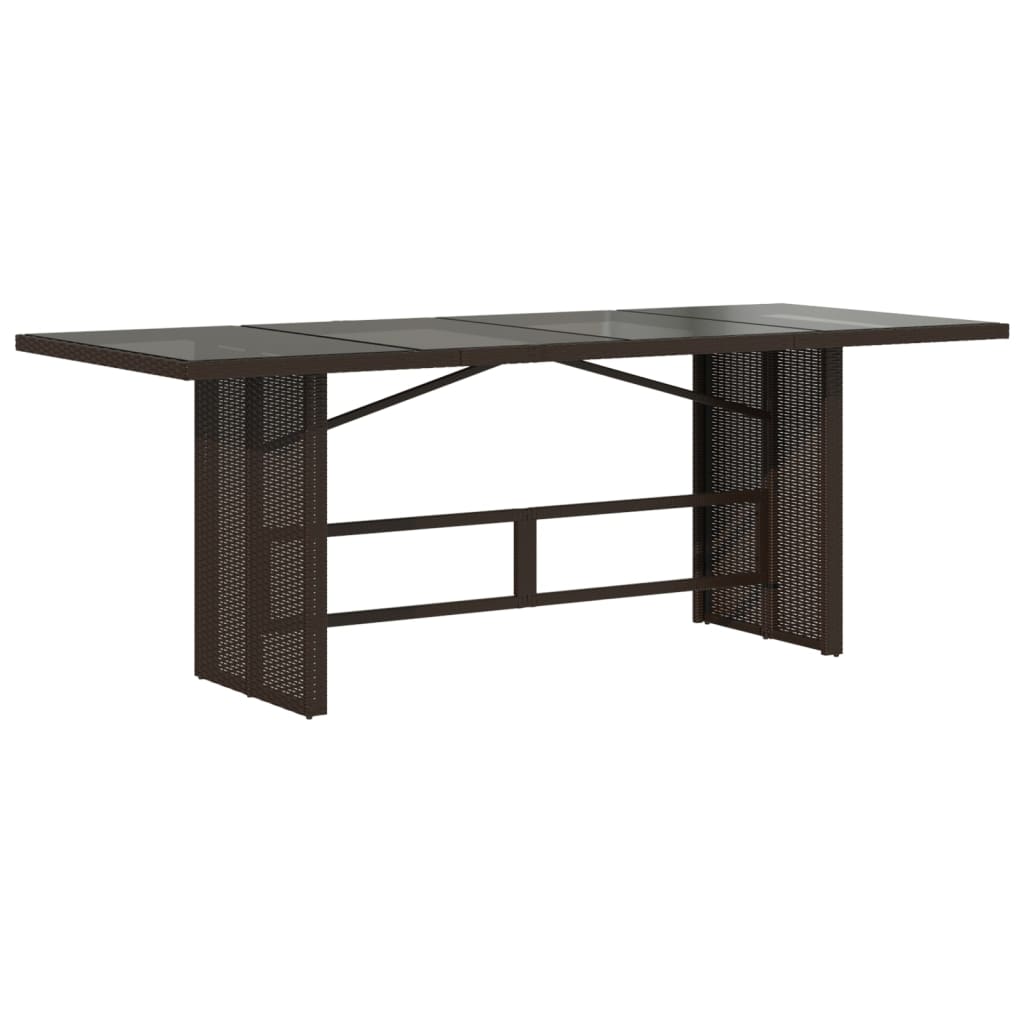 vidaXL Garden Table with Glass Top Brown 190x80x75 cm Poly Rattan