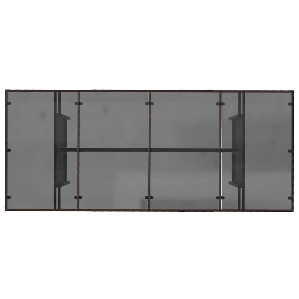 Garden Table with Glass Top Brown 190x80x75 cm Poly Rattan