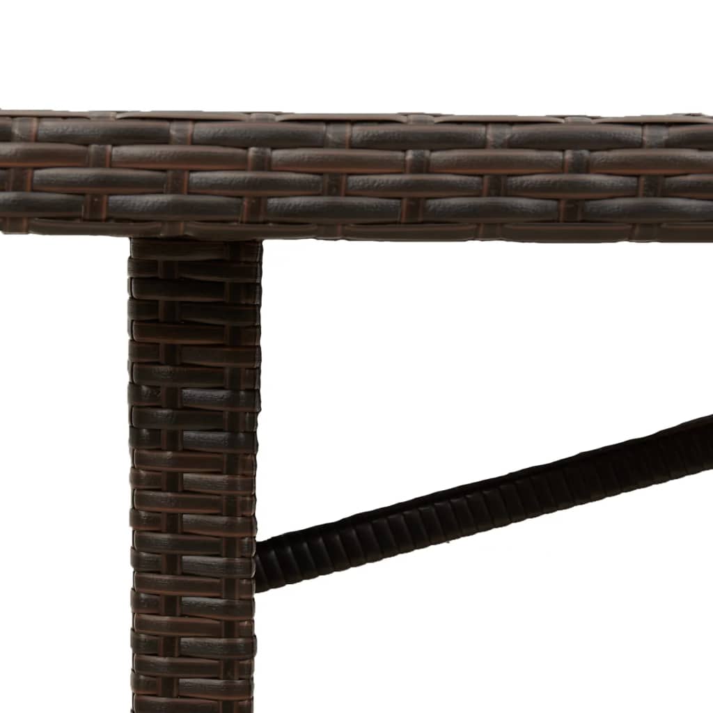 vidaXL Garden Table with Glass Top Brown 190x80x75 cm Poly Rattan