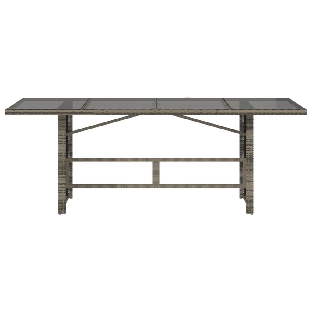 Garden Table | Grey | PE rattan, powder-coated steel, tempered glass