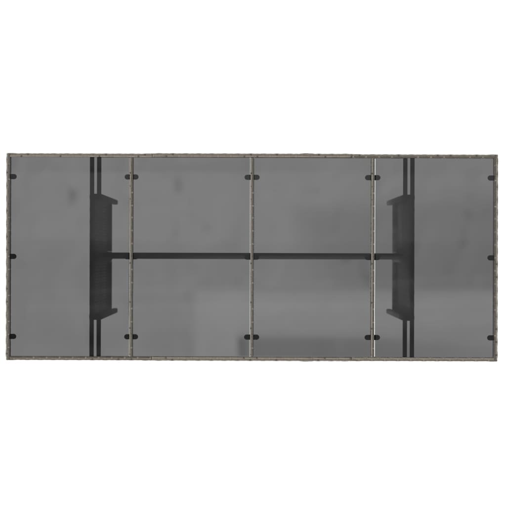 Garden Table | Grey | PE rattan, powder-coated steel, tempered glass