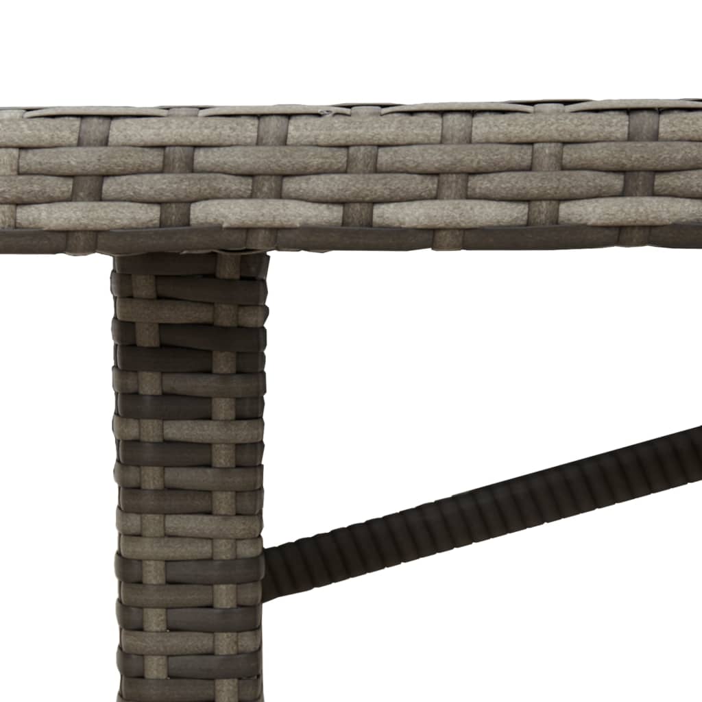 Garden Table | Grey | PE rattan, powder-coated steel, tempered glass