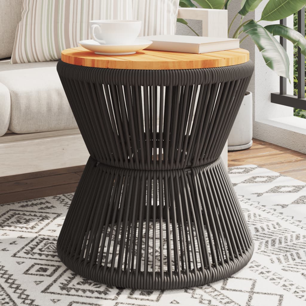 vidaXL Coffee Table with Wire Base Black Ø 45x44 cm Solid Wood Acacia