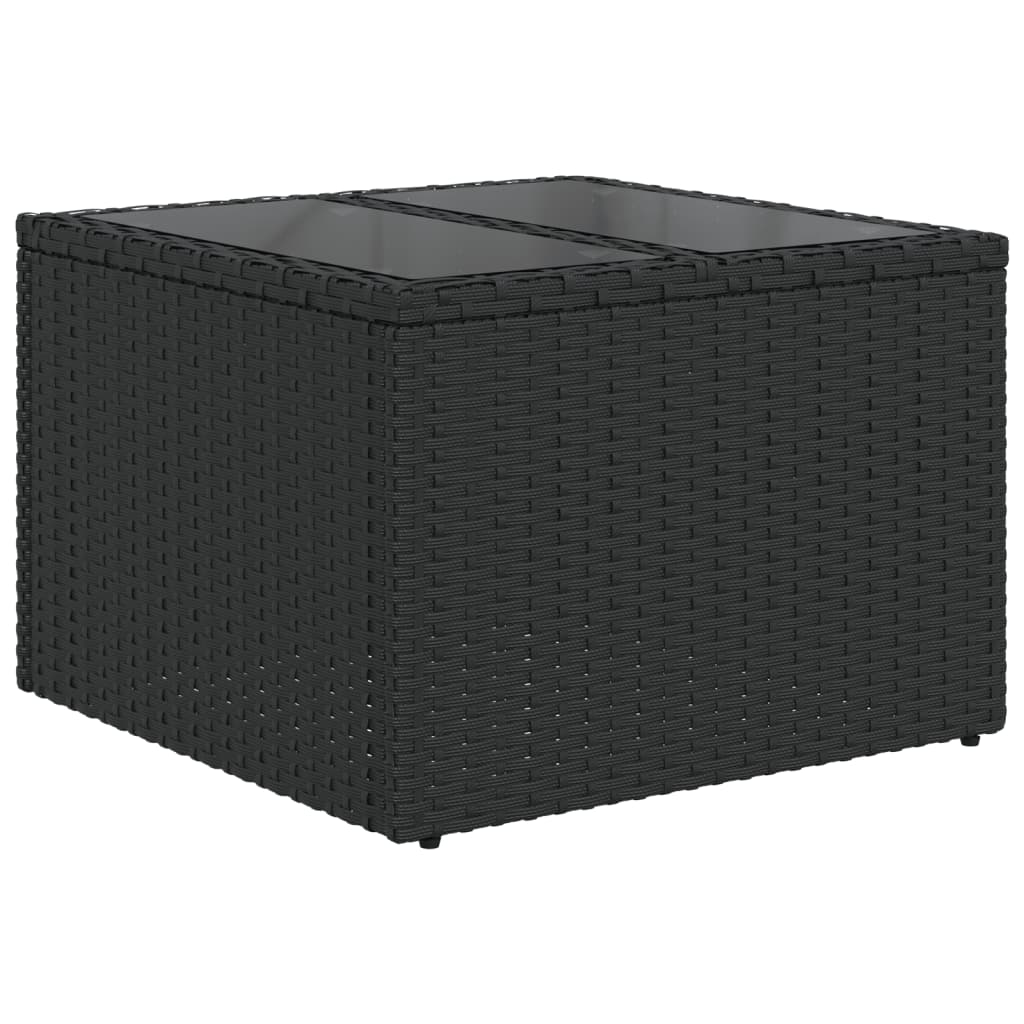 Garden Table | Black | PE Rattan, Powder-Coated Steel, Tempered Glass