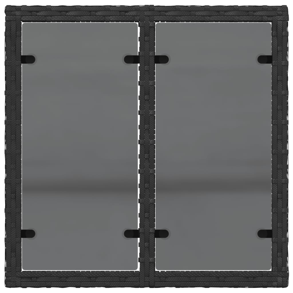 Garden Table | Black | PE Rattan, Powder-Coated Steel, Tempered Glass