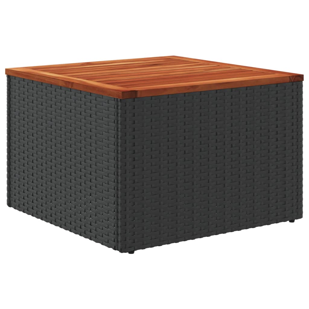 vidaXL Garden Table Black 55x55x37 cm Poly Rattan and Acacia Wood