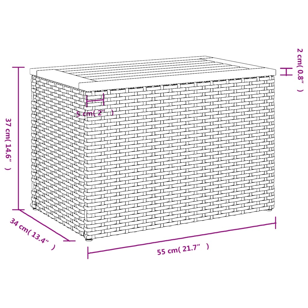 vidaXL Garden Side Tables 2pcs Black 55x34x37cm Poly Rattan Solid Wood