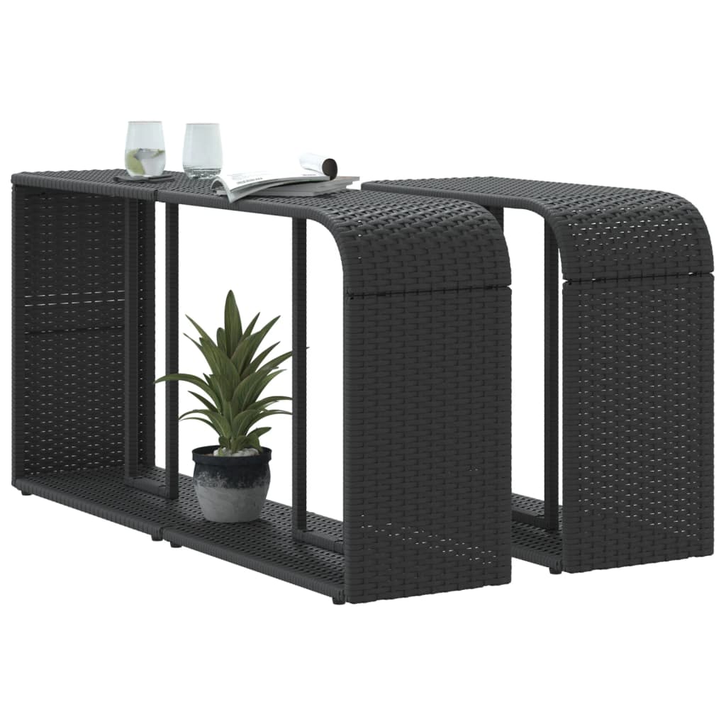 Storage Shelf | Black | PE rattan, powder-coated steel | 112 x 27 x 55 cm