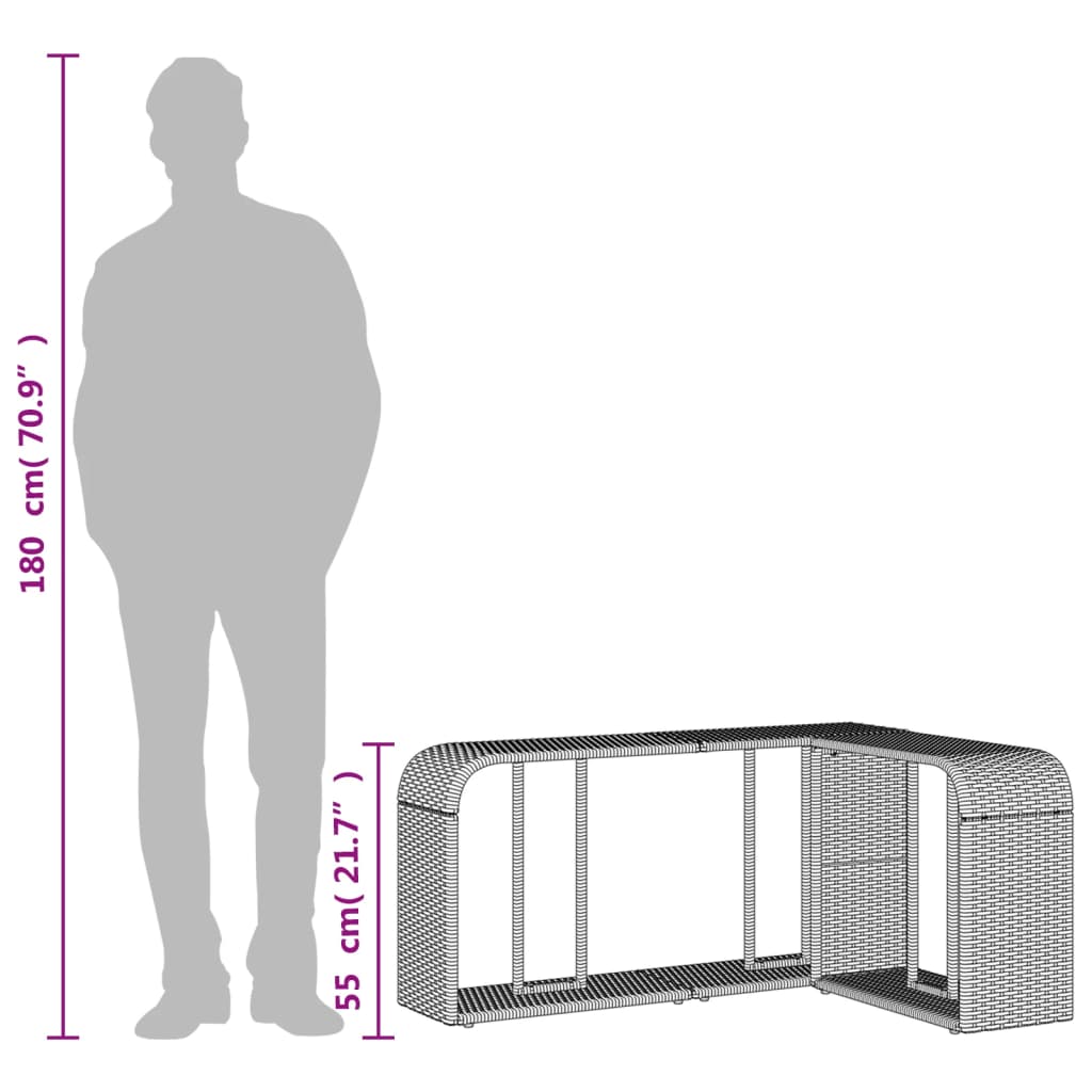 Storage Shelf | Black | PE rattan, powder-coated steel | 112 x 27 x 55 cm