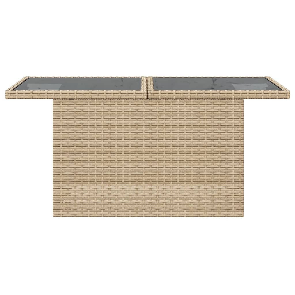 vidaXL Garden Table with Glass Top Beige 100x55x73 cm Poly Rattan