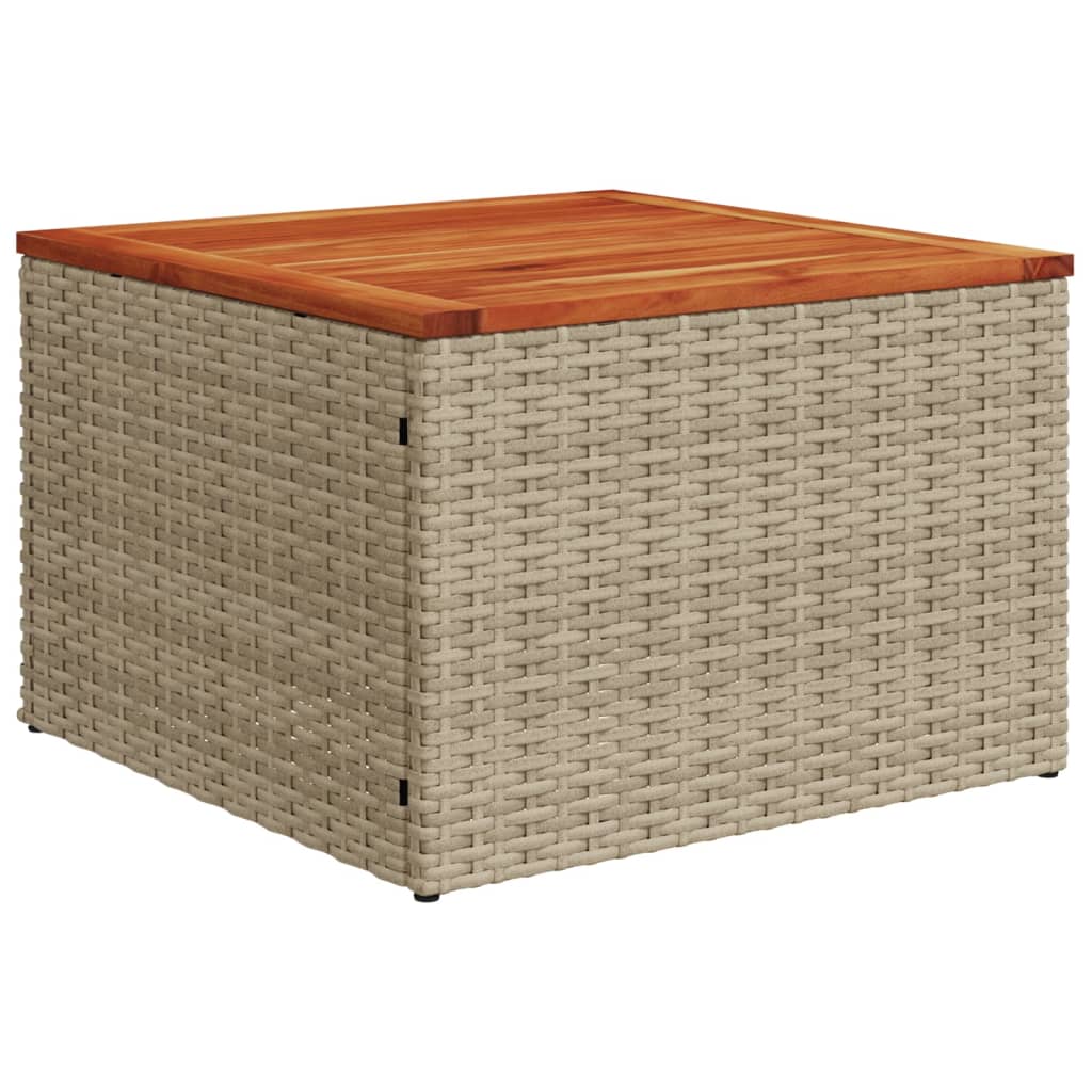 vidaXL Garden Table Beige 55x55x37 cm Poly Rattan and Acacia Wood