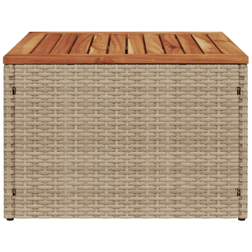 vidaXL Garden Table Beige 55x55x37 cm Poly Rattan and Acacia Wood