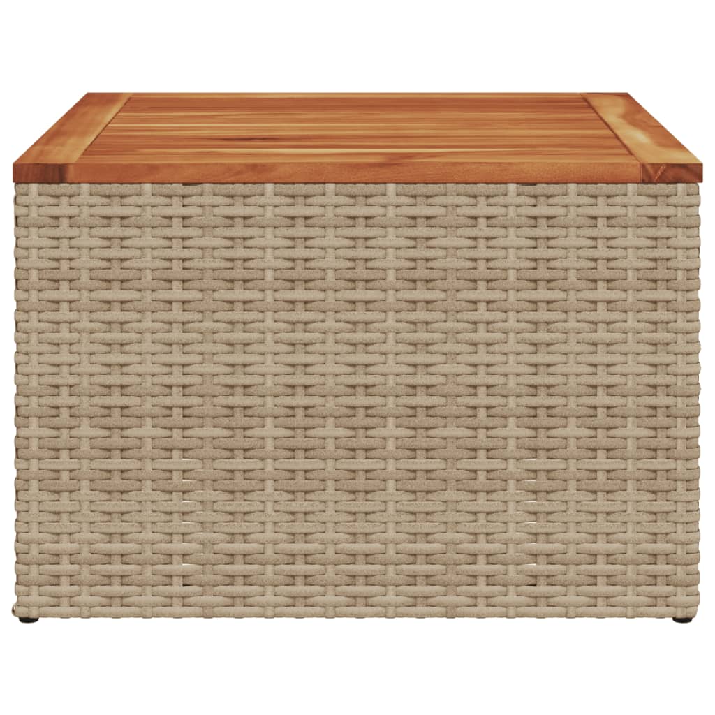 vidaXL Garden Table Beige 55x55x37 cm Poly Rattan and Acacia Wood