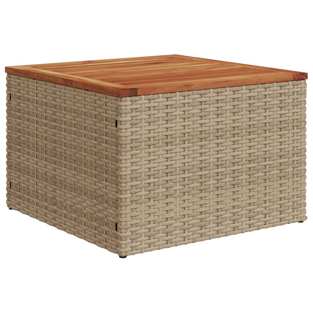 vidaXL Garden Table Beige 55x55x37 cm Poly Rattan and Acacia Wood