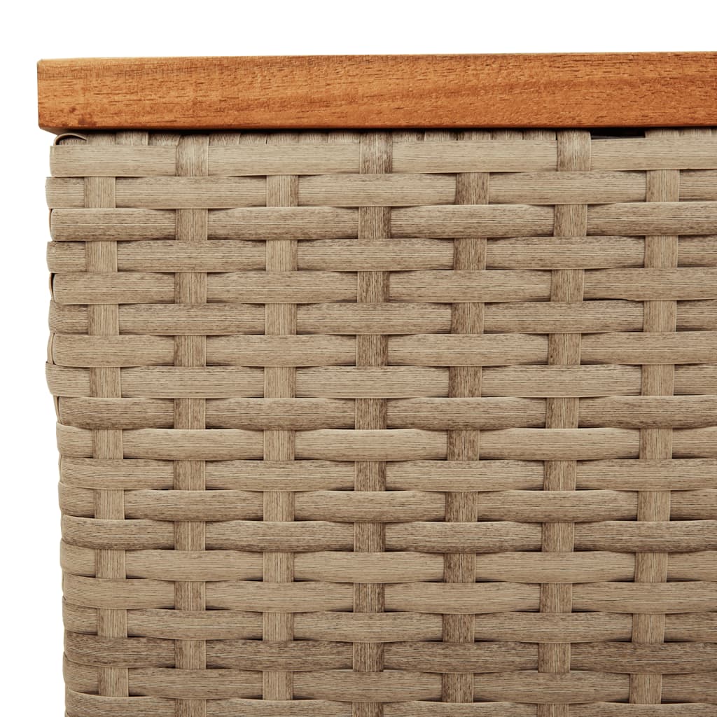 vidaXL Garden Table Beige 55x55x37 cm Poly Rattan and Acacia Wood