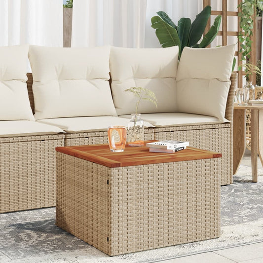 vidaXL Garden Table Beige 55x55x37 cm Poly Rattan and Acacia Wood