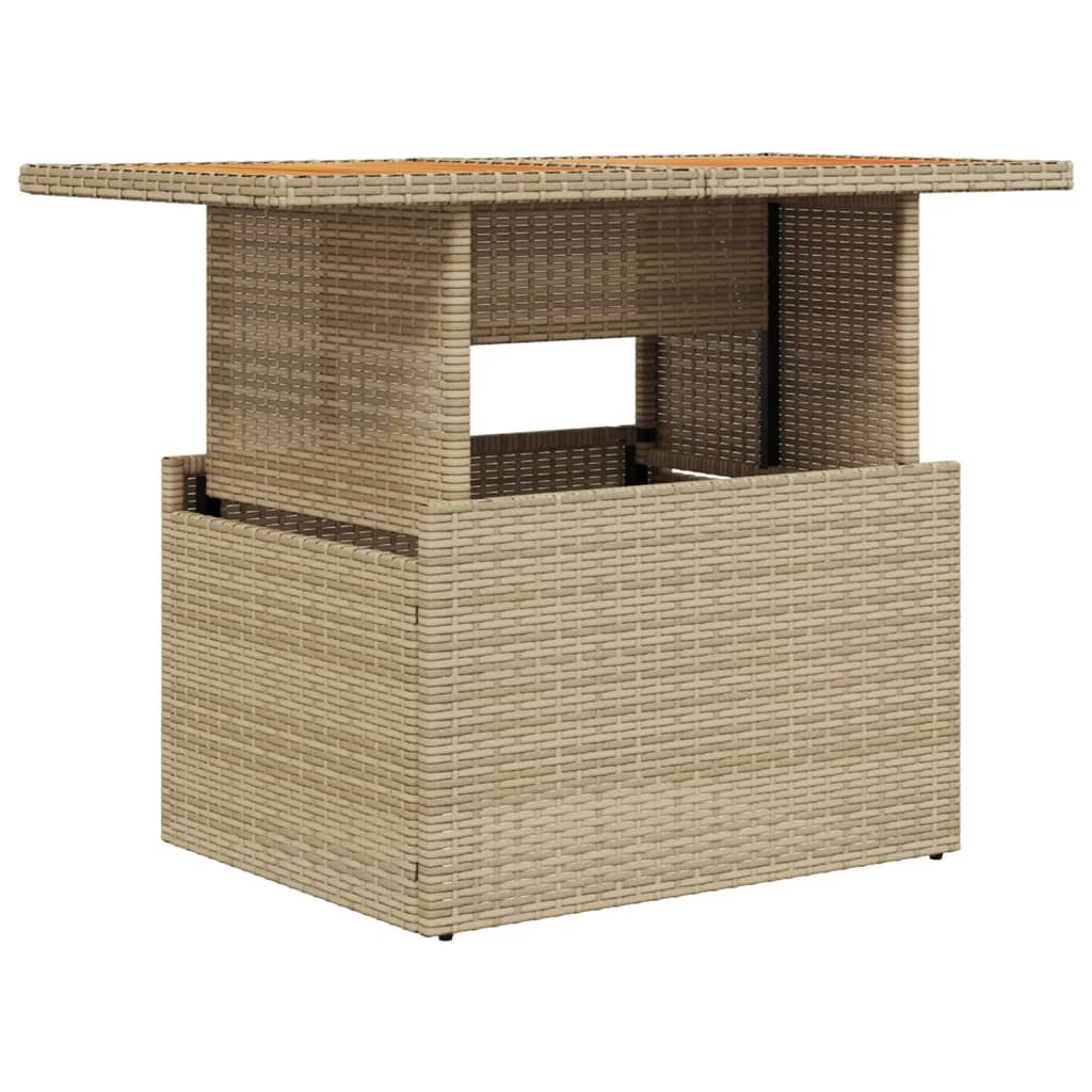 vidaXL Garden Table Beige 100x55x73 cm Poly Rattan and Acacia Wood