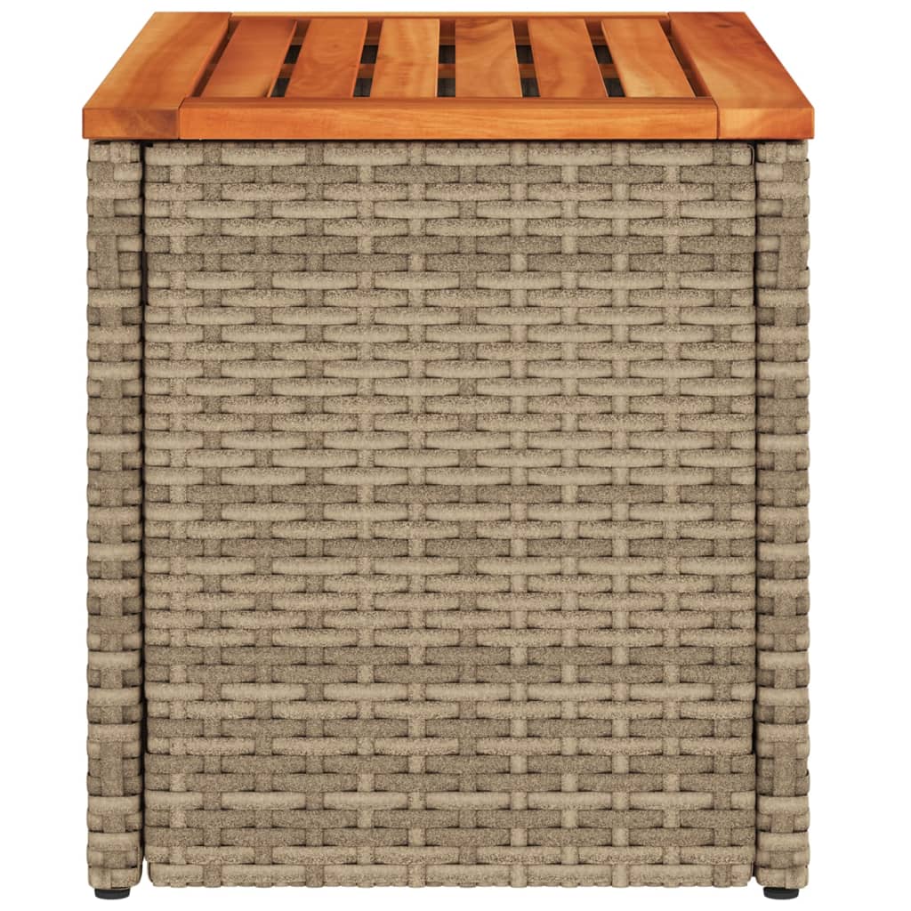 Garden Side Tables 2pcs Beige 55x34x37cm Poly Rattan Solid Wood