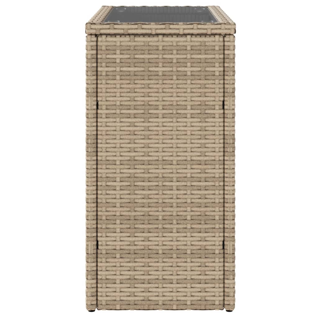 Garden Side Table with Glass Top Beige 58x27,5x55 cm Poly Rattan