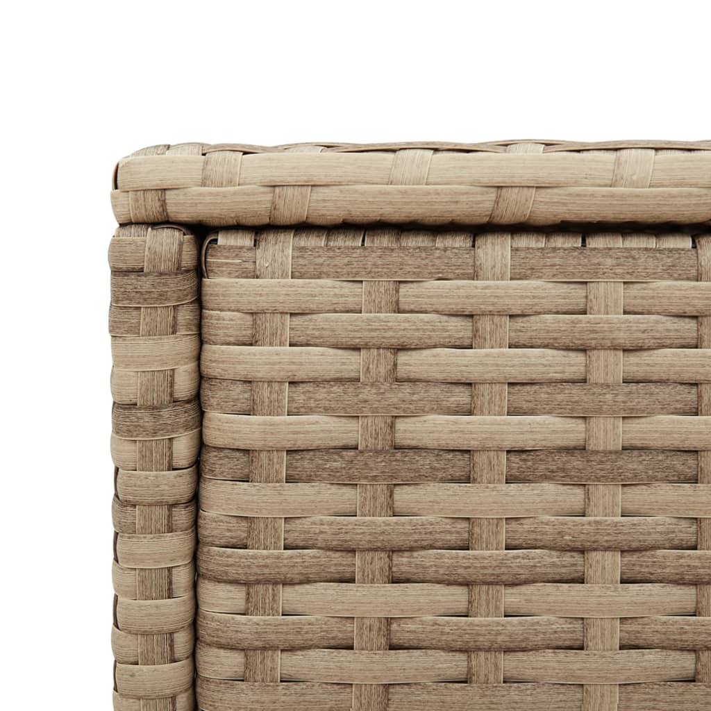 Garden Side Table with Glass Top Beige 58x27,5x55 cm Poly Rattan