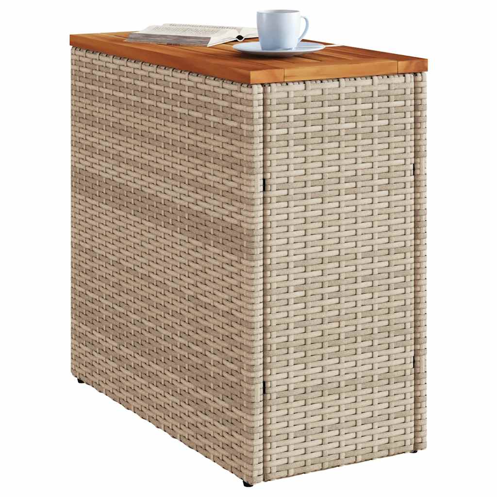 Garden Side Table with Wooden Top Beige 58x27.5x55 cm