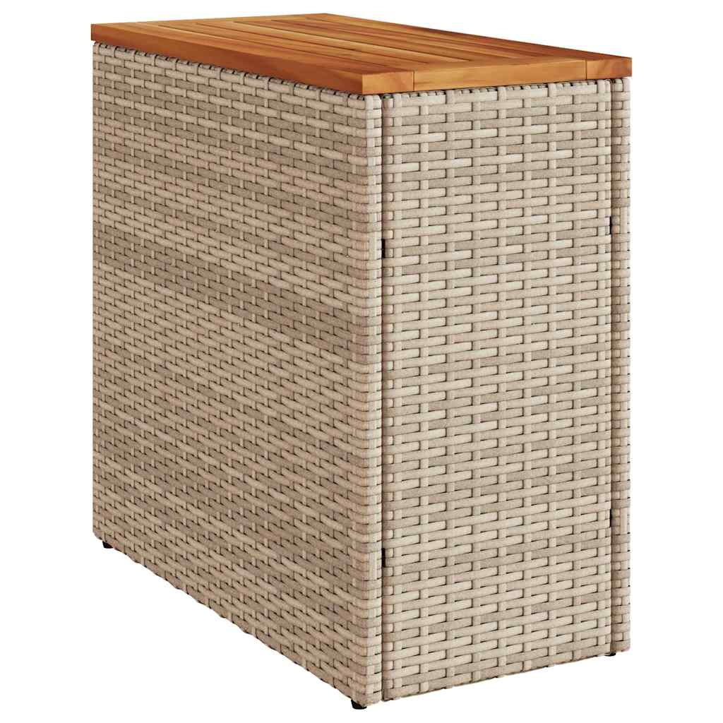 Garden Side Table with Wooden Top Beige 58x27.5x55 cm