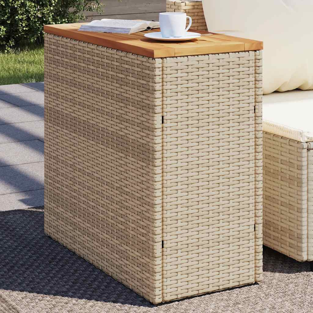 Garden Side Table with Wooden Top Beige 58x27.5x55 cm