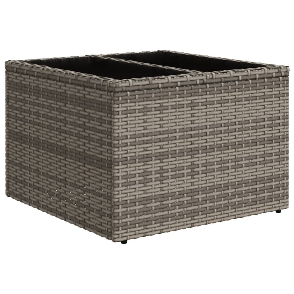 vidaXL Garden Table with Glass Top Grey 55x55x37 cm Poly Rattan